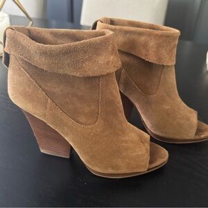Vince camuto peep toe booties tan.  Size 5 1/2.